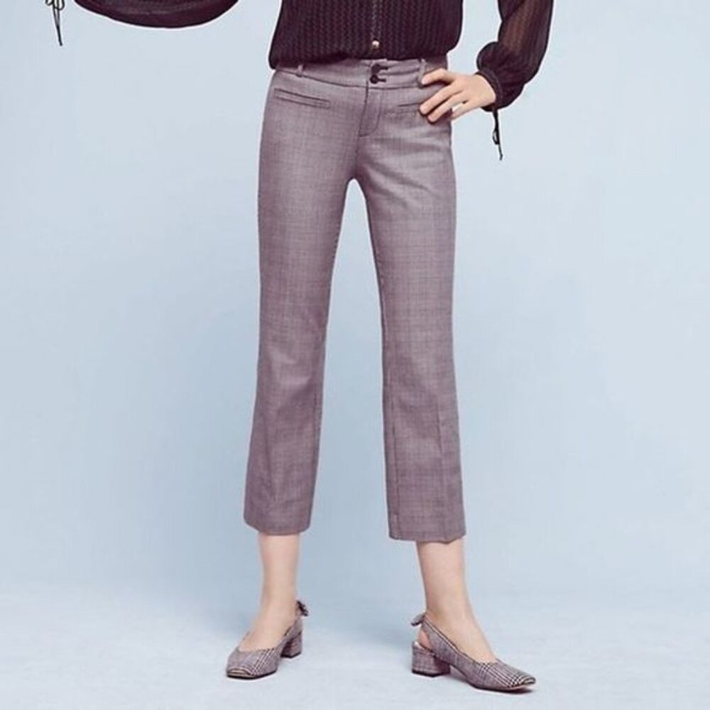 Anthropologie Crop Ankle Pants High rise plaid 10